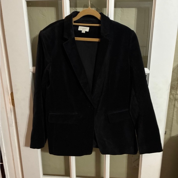 LOFT Petites Black Velvet Blazer 12P - Picture 1 of 5